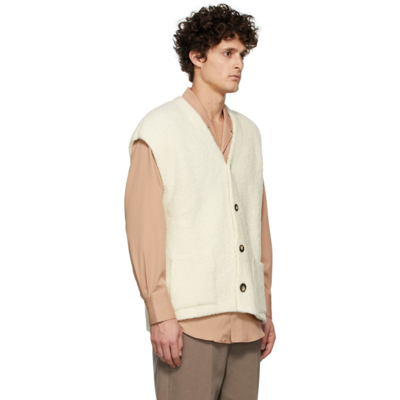 Shop Nanushka Off-white Ervin Fleece Vest Cardigan In Ecru