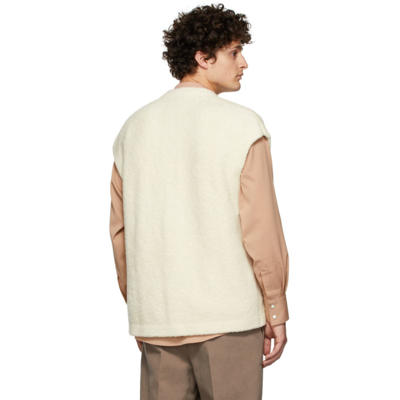 Shop Nanushka Off-white Ervin Fleece Vest Cardigan In Ecru