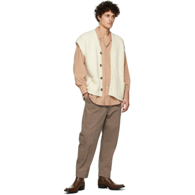 Shop Nanushka Off-white Ervin Fleece Vest Cardigan In Ecru