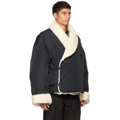 Shop A. A. Spectrum Ssense Exclusive Black Down Mongolian Fleece Jacket