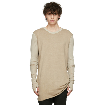 Shop Boris Bidjan Saberi Beige Ls1 Rib Sleeve T-shirt In Light Gum Natural Ob