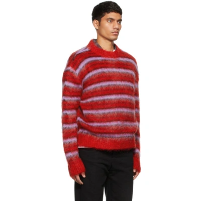 Marni Red Striped Mohair Sweater | ModeSens