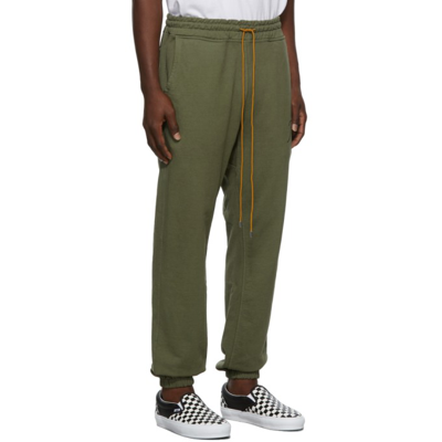 Shop Rhude Logo Lounge Pants In Olive0024