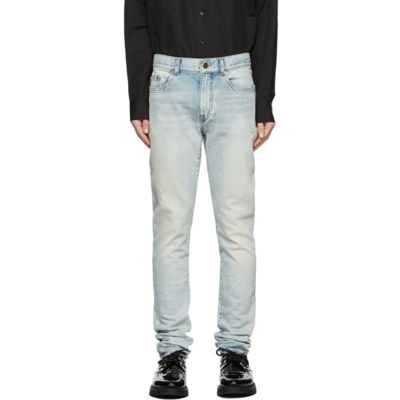 Shop Saint Laurent Blue Skinny 5 Pocket Low Jeans In 4998 Lt Fall Blue