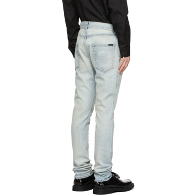 Shop Saint Laurent Blue Skinny 5 Pocket Low Jeans In 4998 Lt Fall Blue