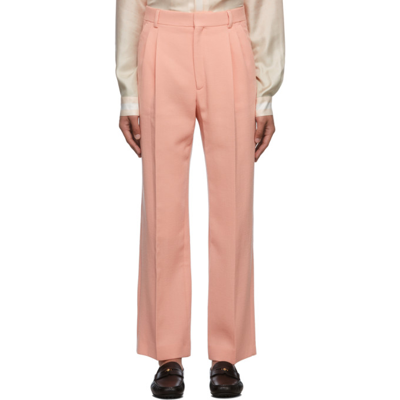 Shop Casablanca Pink Merino Wool Pleated Trousers In Light Peach