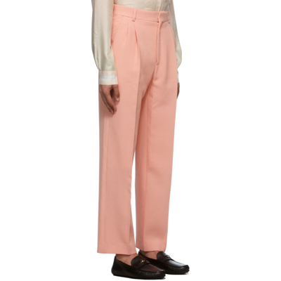 Shop Casablanca Pink Merino Wool Pleated Trousers In Light Peach