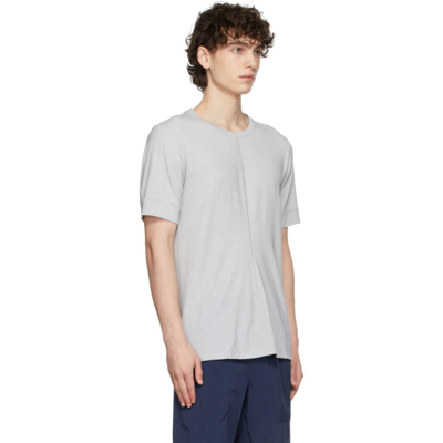 Shop Nike Grey Yoga Dri-fit T-shirt In Lt Smoke Grey/white/
