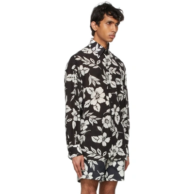 Shop Tom Ford Black Oversized Floral Shirt In 9ft918 Blk