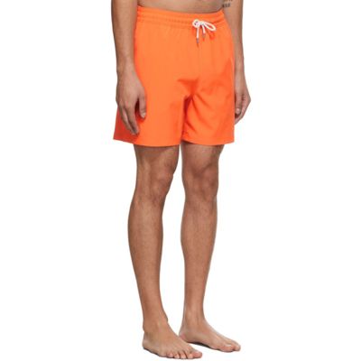 Shop Polo Ralph Lauren Orange Traveler Swim Shorts In Sailing Orange