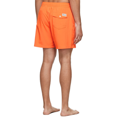 Shop Polo Ralph Lauren Orange Traveler Swim Shorts In Sailing Orange
