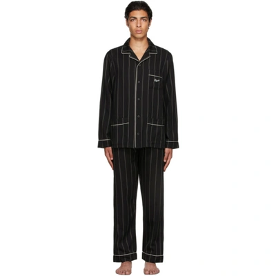 Shop Ermenegildo Zegna Black Lyocell Classic Pyjama Set In 004 Black