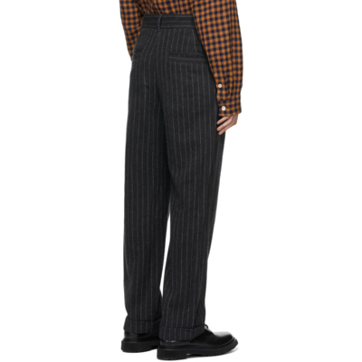 Shop Bed J.w. Ford Grey Striped Over-waist Wide Trousers In Gray