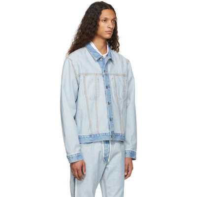 Shop Helmut Lang Blue Reverse Trucker Jacket In 0d0 Light Wash