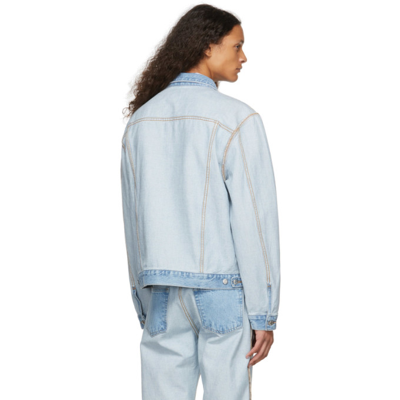 Shop Helmut Lang Blue Reverse Trucker Jacket In 0d0 Light Wash