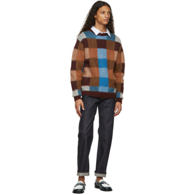 Shop Awake Ny Multicolor Checkered Mohair Sweater In Brown