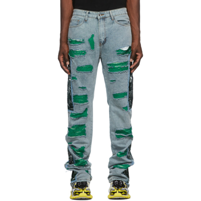 Who Decides War By Mrdr Brvdo Ssense Exclusive Blue Forest Fusion Jeans