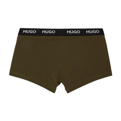 Shop Hugo Three-pack Blue & Green Logo Trunk Boxers In 963 Mixed