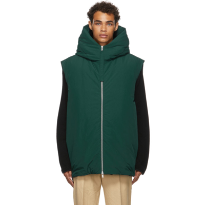 Shop Jil Sander Green Water Repellent Vest In 302 Dark Green