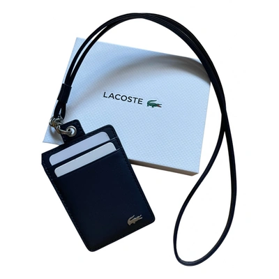Pre-owned Lacoste Leather Card Wallet In Navy