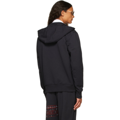 Shop Thom Browne Navy Zip-up Hoodie In 415 Navy