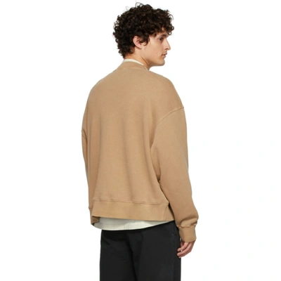 Shop Palm Angels Beige Curved Logo Sweatshirt In Beige Black