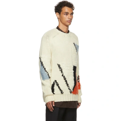 Shop Jil Sander Off-white Wool Jacquard Sweater In 966 Open Miscellan