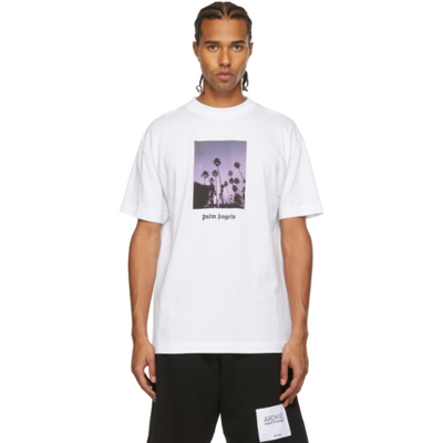 Shop Palm Angels White Stars And Palms T-shirt In White Black