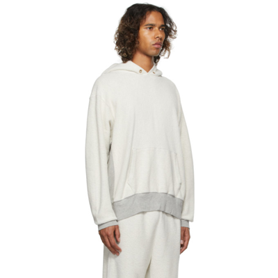 Shop Les Tien Off-white Inside Out Hoodie In Heathergrey