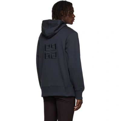 Shop Givenchy Navy 4g Embroidered Hoodie In 403-night Blue