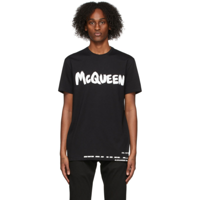 Shop Alexander Mcqueen Black Logo T-shirt In 0901 Black/