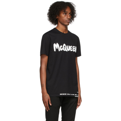 Shop Alexander Mcqueen Black Logo T-shirt In 0901 Black/