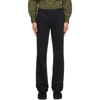 Shop Massimo Alba Navy Ionio2 Cotton Trousers In U570 Dkblue