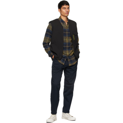 Shop Ps By Paul Smith Khaki & Blue Tailored Fit Check Shirt In 36 Greens