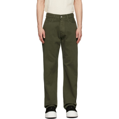 Shop Ymc You Must Create Green Organic Cotton Papa Trousers In Olive