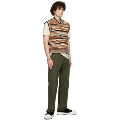 Shop Ymc You Must Create Green Organic Cotton Papa Trousers In Olive