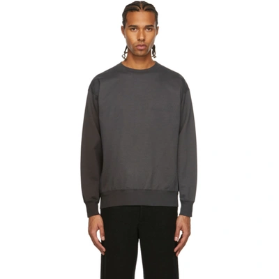 Shop Auralee Grey Compact Gradation Sweatshirt In Ink Black Gradation