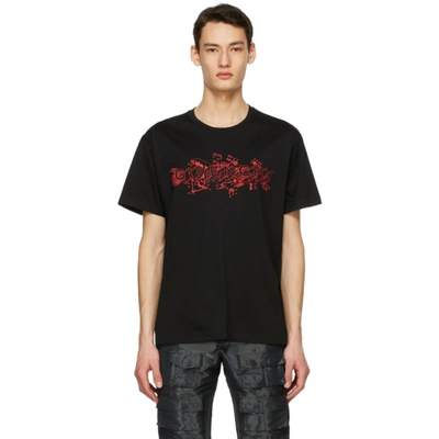 Shop Givenchy Black & Red Schematics Logo T-shirt In 001 Black