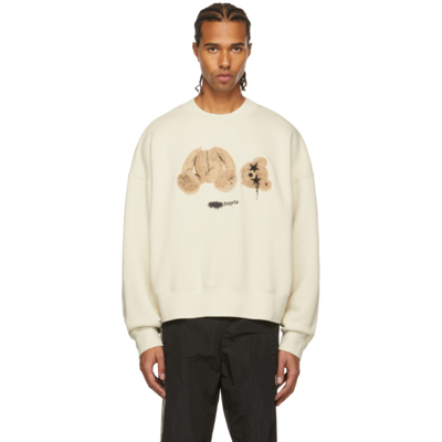 Shop Palm Angels Off-white Bear Sweatshirt In Light Grey B