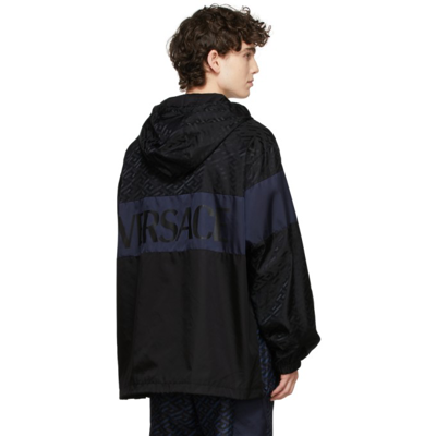Shop Versace Black & Blue Track Suit Jacket In 2b240 Blkbl