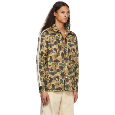 Shop Palm Angels Green Camo Track Shirt In Military