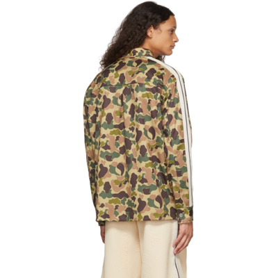 Shop Palm Angels Green Camo Track Shirt In Military