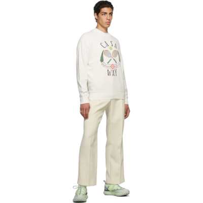 Shop Casablanca Off-white Casaway Tennis Club Print Raglan Sweatshirt In Off White - Casaway