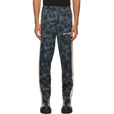 Shop Palm Angels Navy Camo Track Pants In Black White