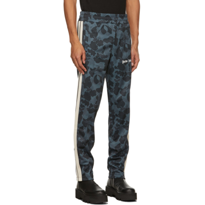 Shop Palm Angels Navy Camo Track Pants In Black White