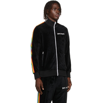 Shop Palm Angels Rainbow Chenille Track Jacket In Black Whit