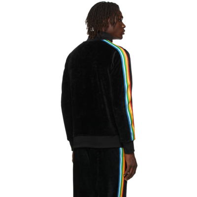 Shop Palm Angels Rainbow Chenille Track Jacket In Black Whit