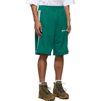 Shop Palm Angels Green Classic Track Shorts In Green White