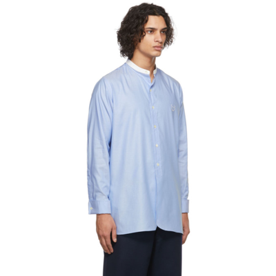 Shop Maison Margiela Blue Cotton Shirt In 471 White Blue