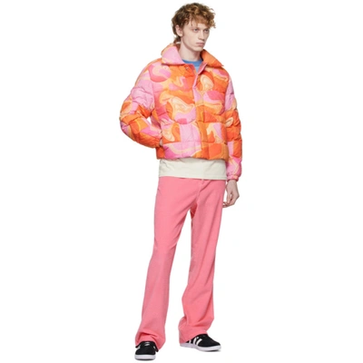Shop Erl Pink Down Graphic Circle Jacket In Pink2